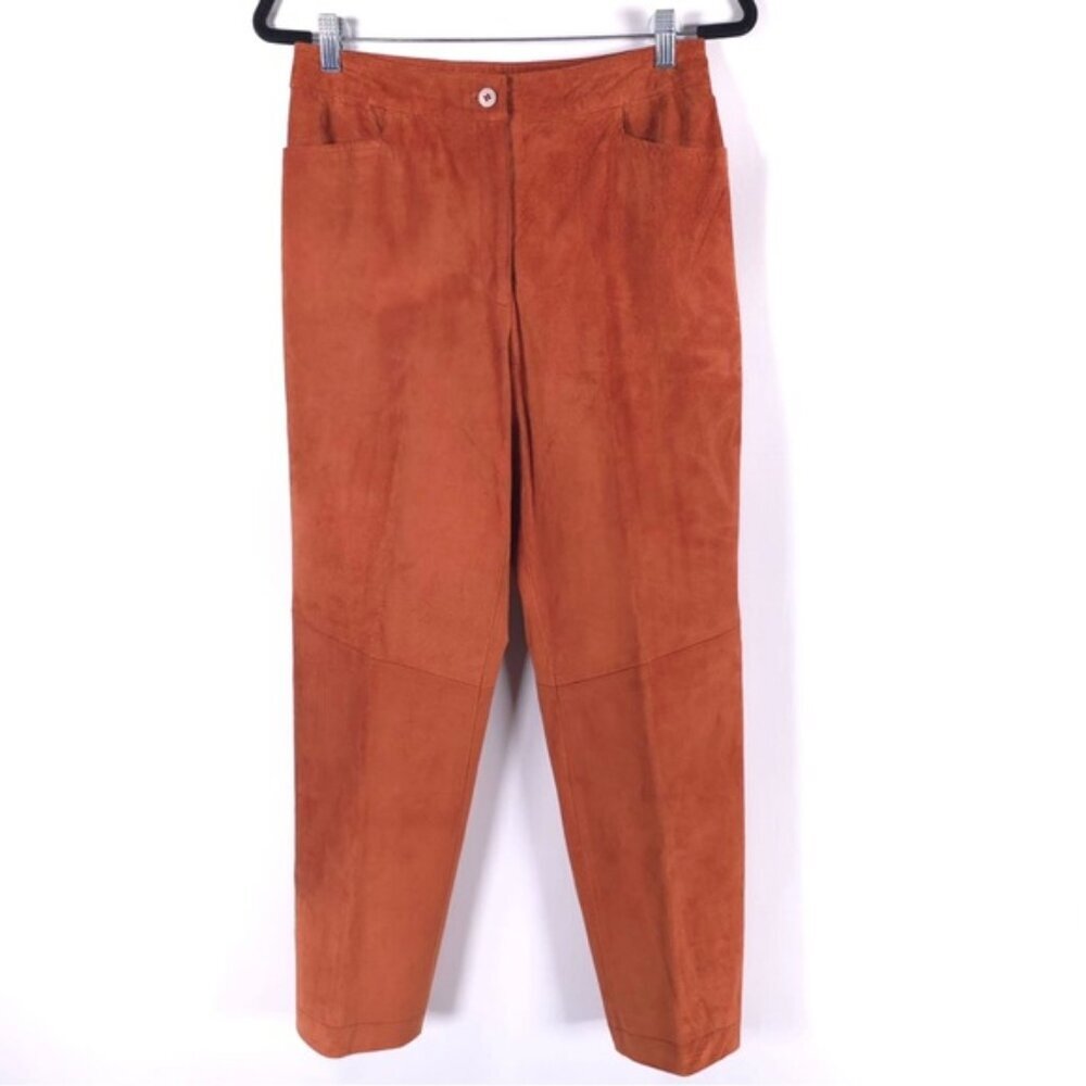 PERUVIAN CONNECTION 100%‎ LEATHER Suede Straight Pants USA🇺🇸MADE Size 10